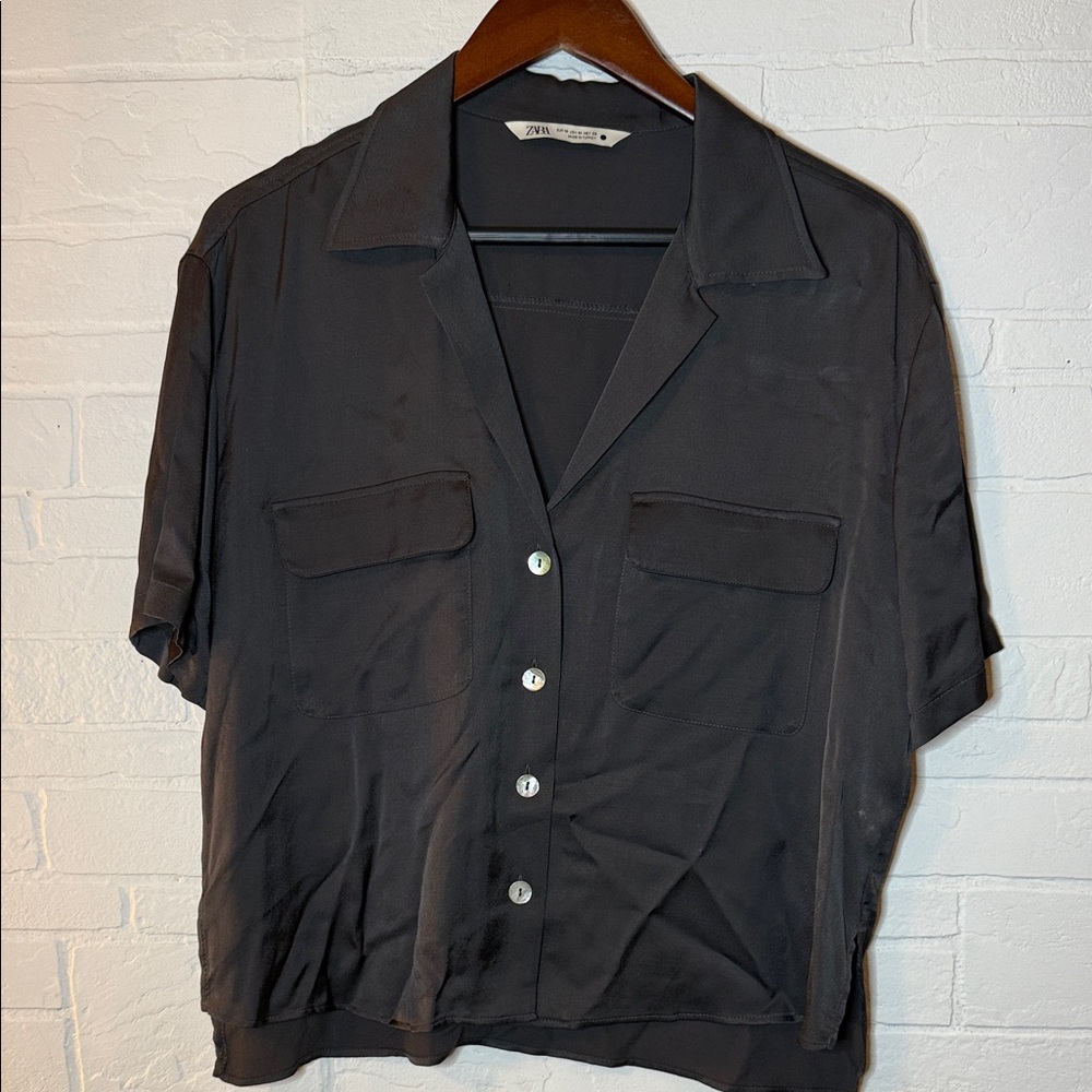 Zara Women's Black Short Sleeve Shirt Jacket